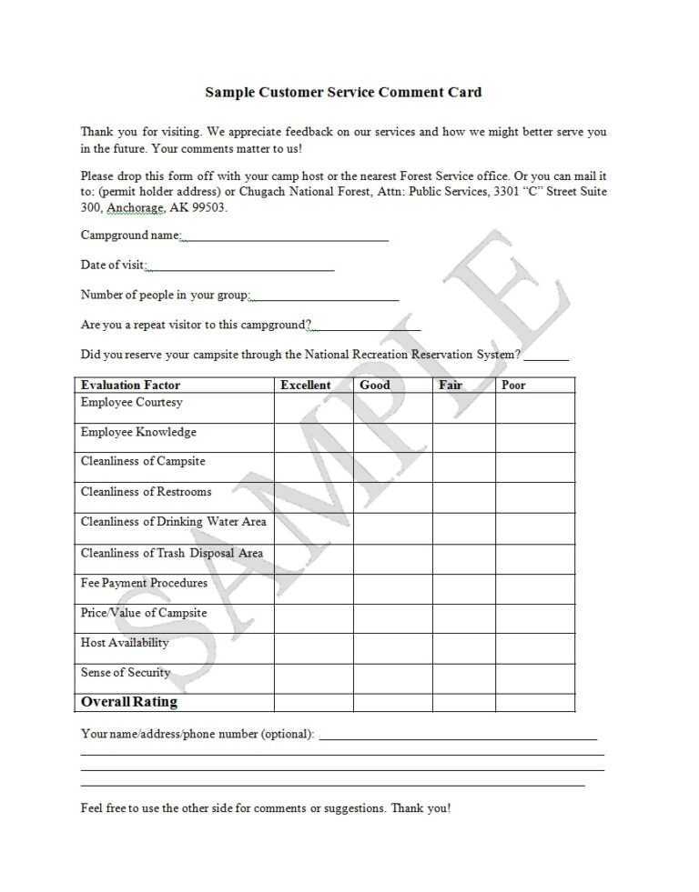 50 Printable Comment Card Feedback Form Templates ᐅ Inside Comment