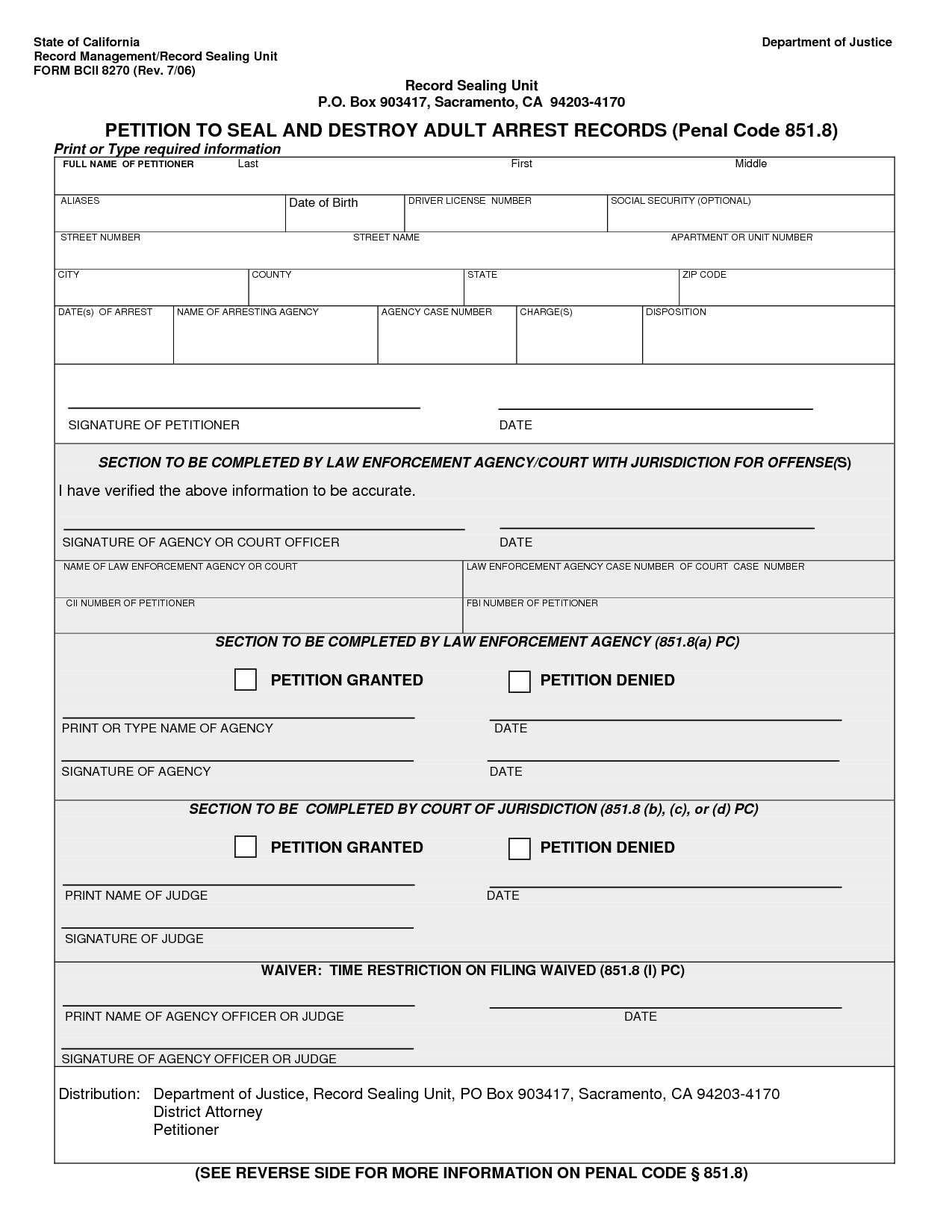 Arrest Record Template Ca Criminal Petition To Seal With Blank Autopsy Report Template