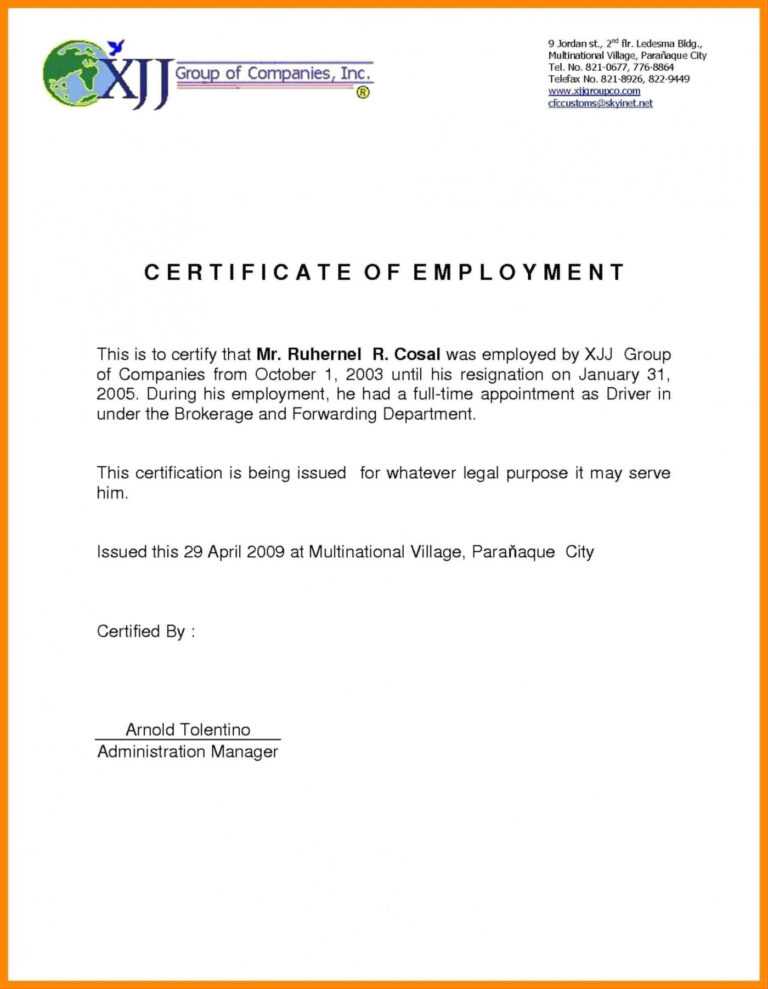 010 Certification Employment Letter Sample Job Letteres Within Template 