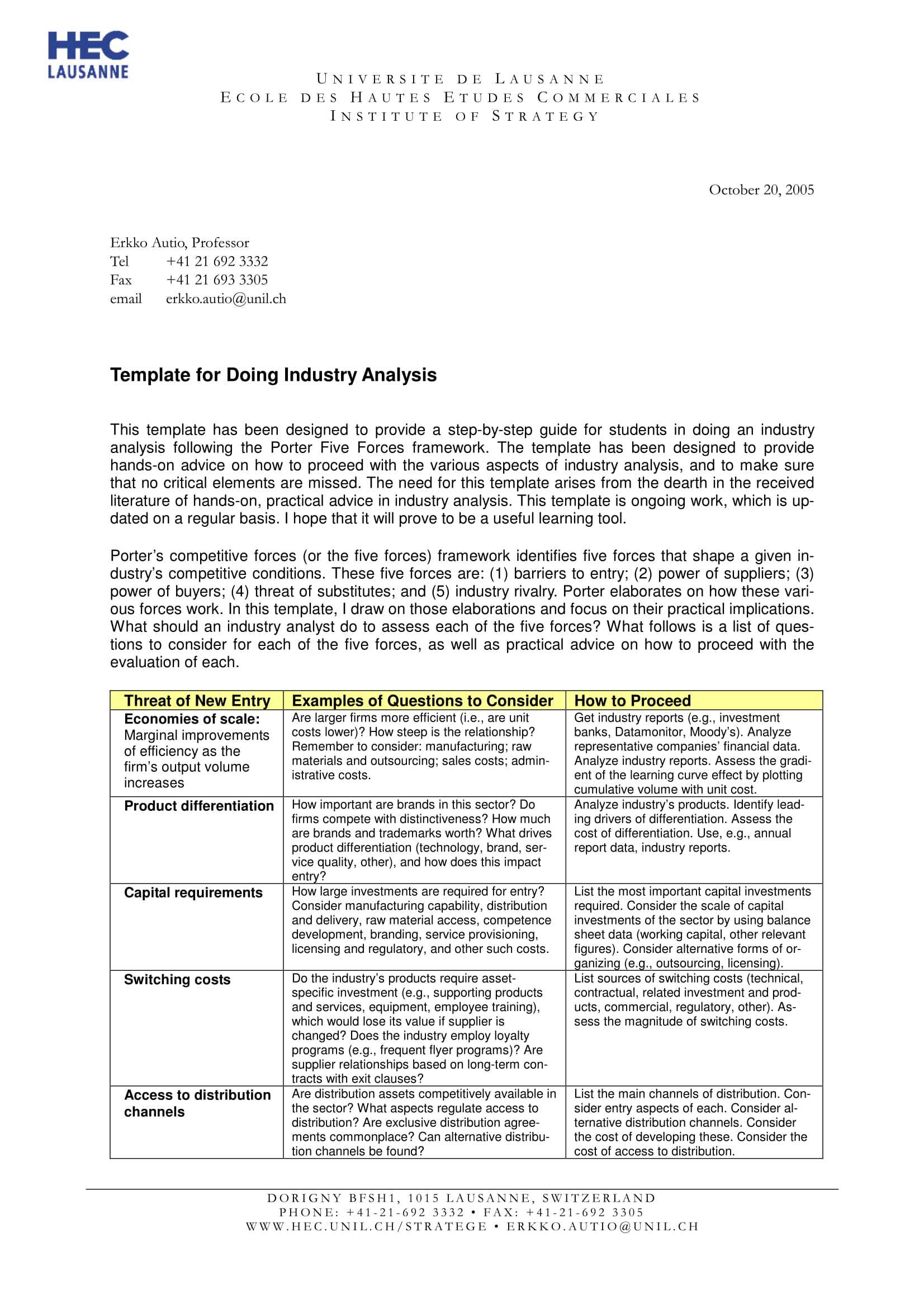 Industry Analysis Report Template Professional Template