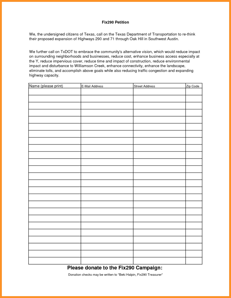 14-15 Petition Template Printable | Southbeachcafesf in Blank Petition ...