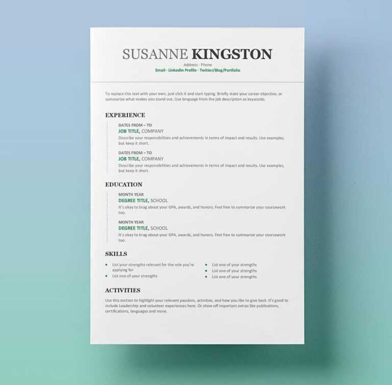 15 Resume Templates For Word Free To Download Intended For How To 