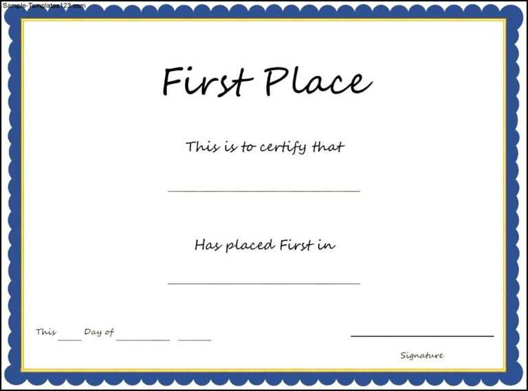 1St Place Award Certificate Template in First Place Award Certificate ...