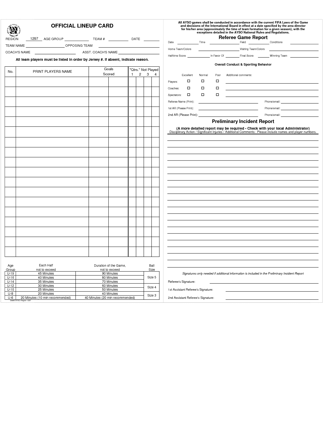 20 Images Of Ayso Game Card Template | Netpei Pertaining To Soccer Referee Game Card Template