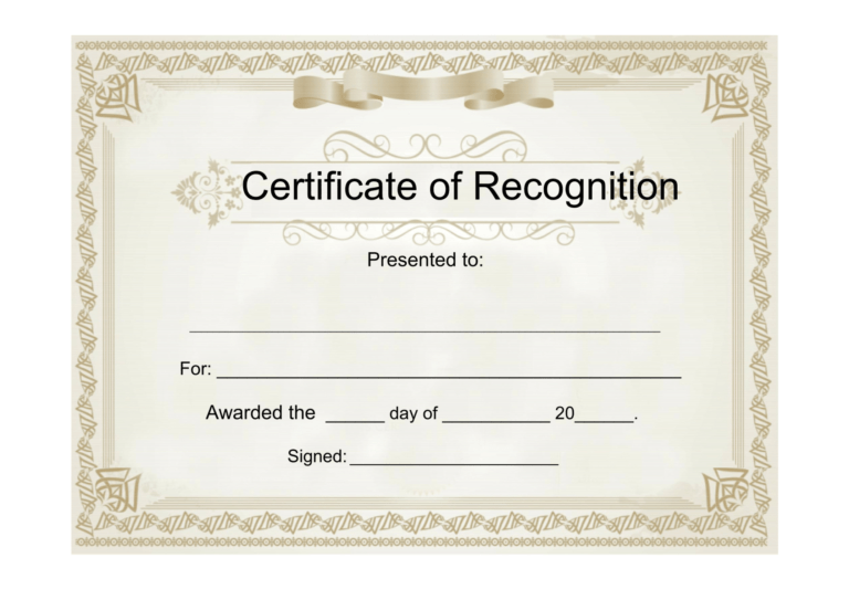 25 Useful Resources Of Certificate Of Recognition Template within ...