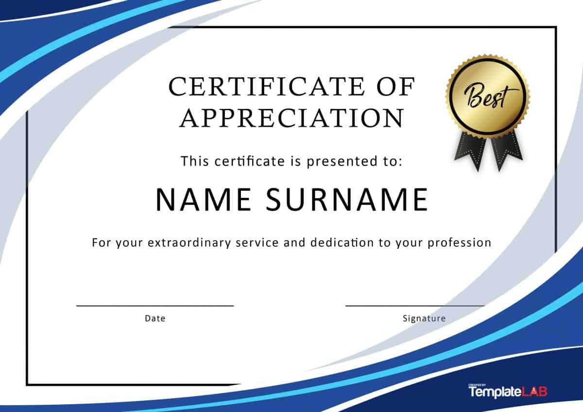30 Free Certificate Of Appreciation Templates And Letters Regarding Certificate Of Appreciation Template Doc