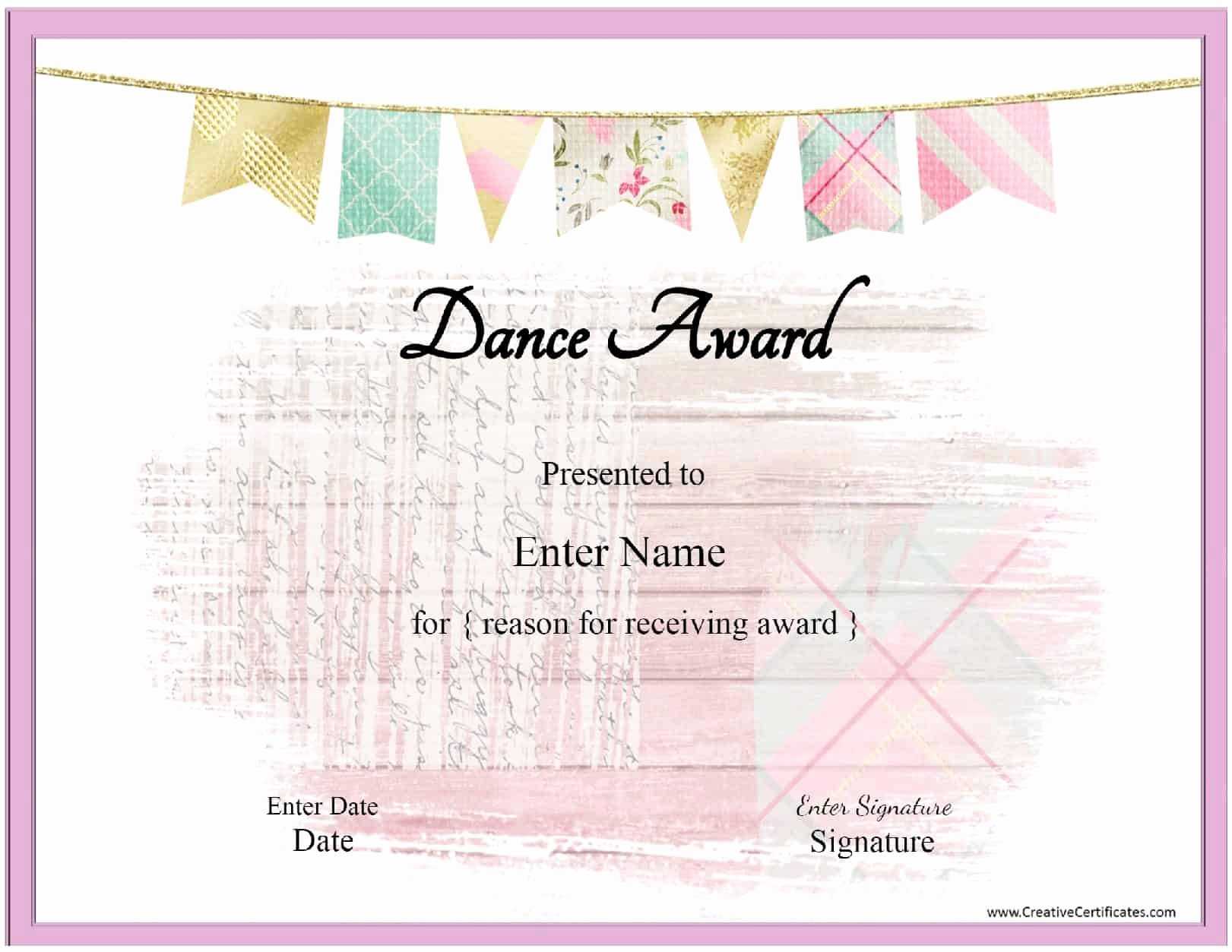 30 Free Printable Dance Certificates Pryncepality Within Dance