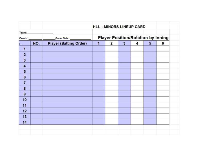 33 Printable Baseball Lineup Templates [Free Download] ᐅ Throughout