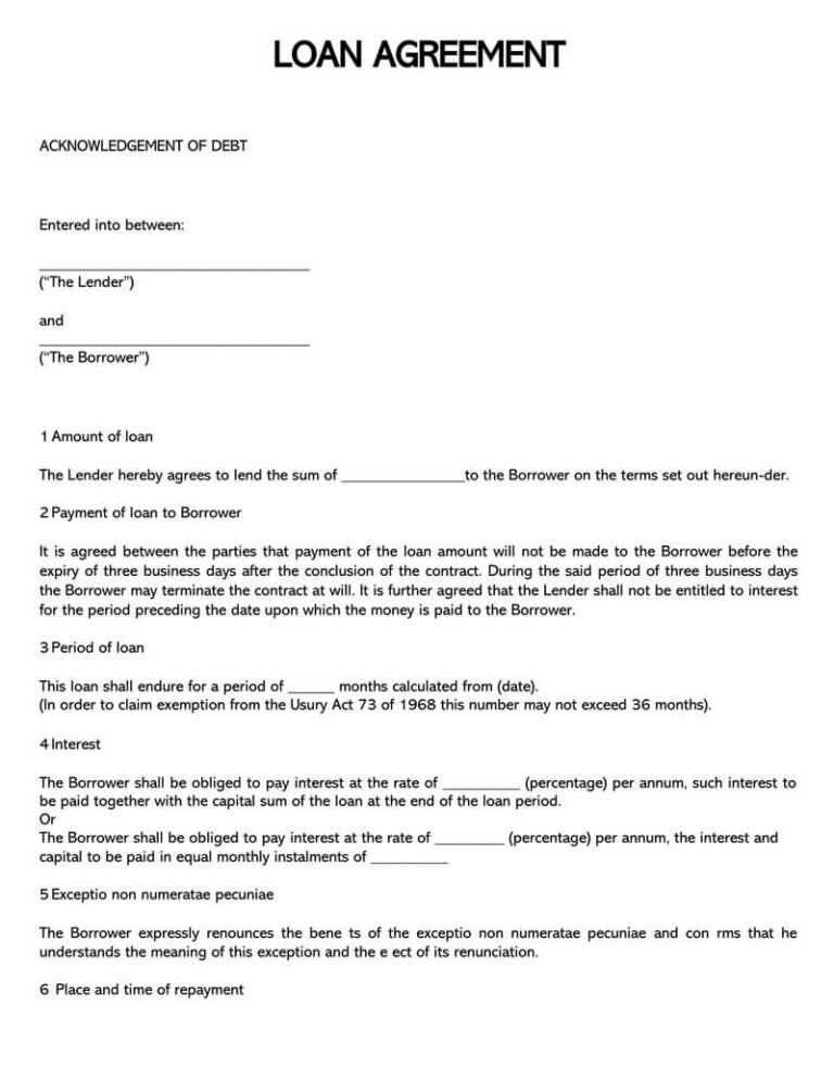 38 Free Loan Agreement Templates & Forms (Word, Pdf) Intended For Blank ...