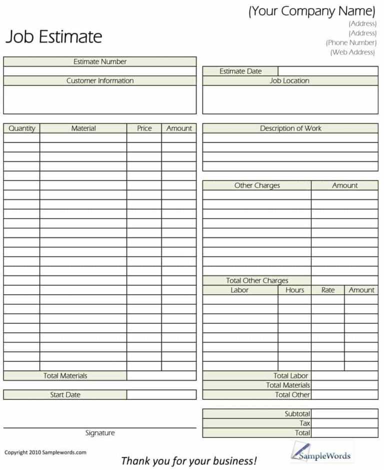 44 Free Estimate Template Forms [Construction, Repair Intended For ...