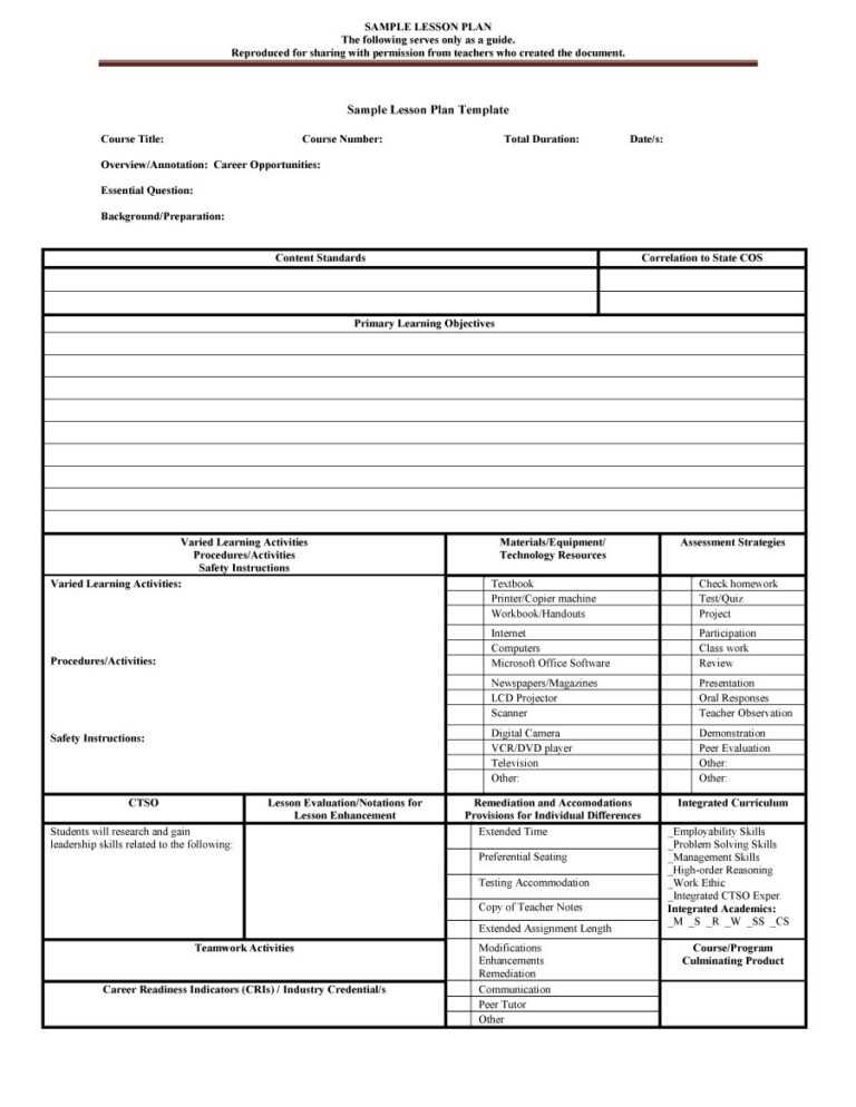 44 Free Lesson Plan Templates [Common Core, Preschool, Weekly] Inside ...