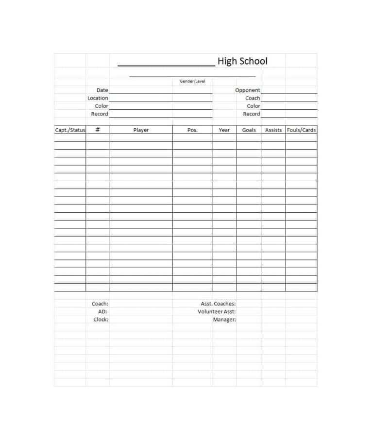 49 Printable Soccer Roster Templates Soccer Lineup Sheets Inside Soccer Report Card Template 1399