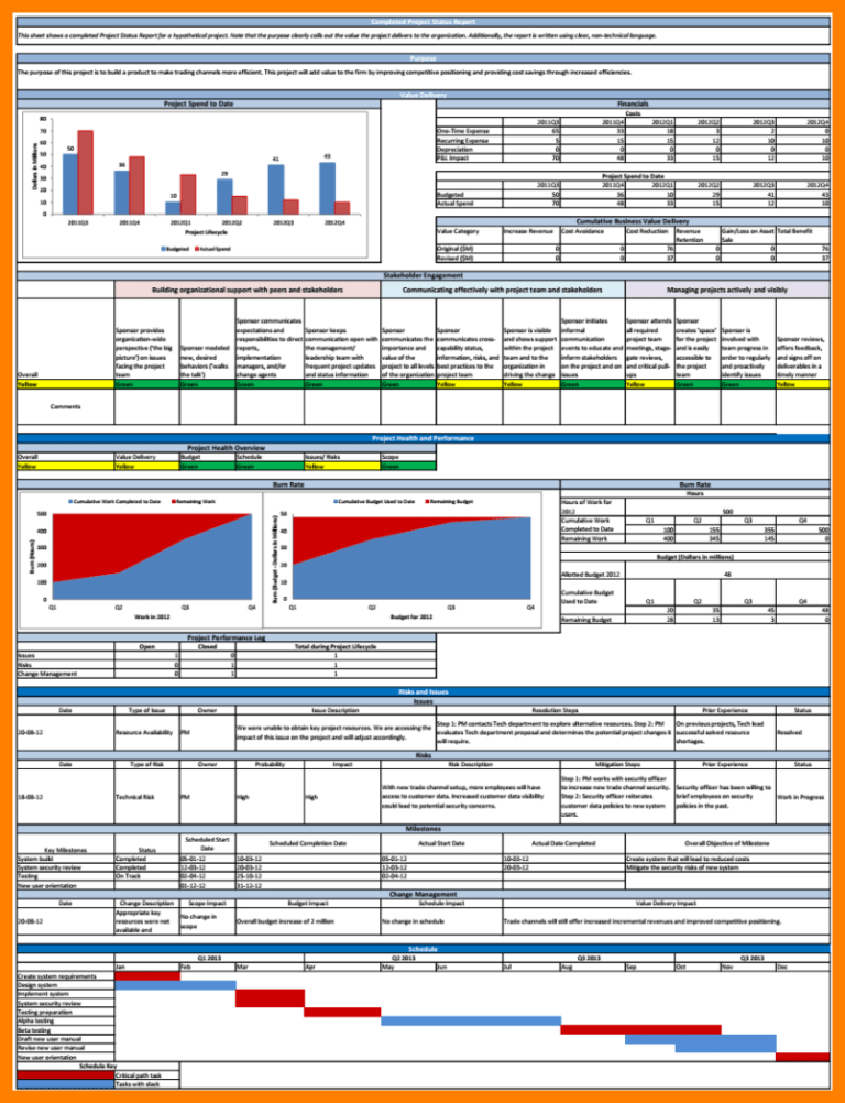 7+ Free Project Status Report Template Excel | Reptile Shop with Weekly ...