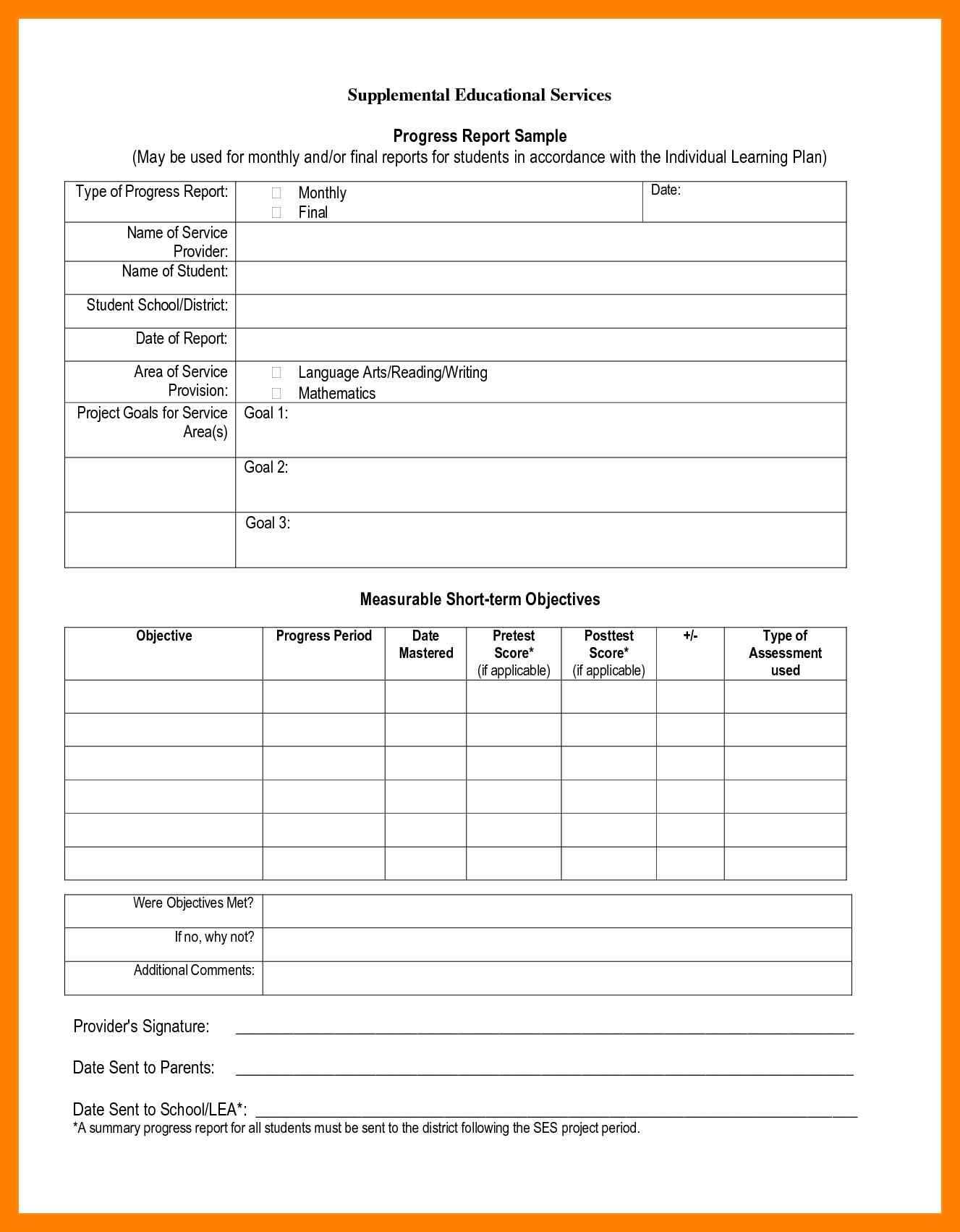 7 Student Progress Report Sample Phoenix Officeaz Within Monthly 