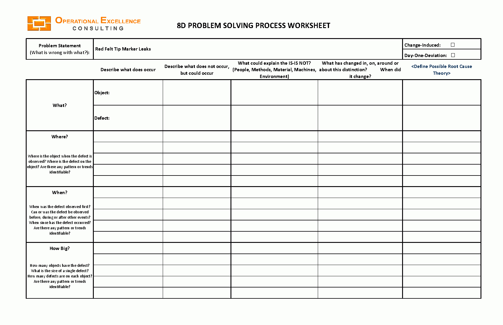 technical problem solving template