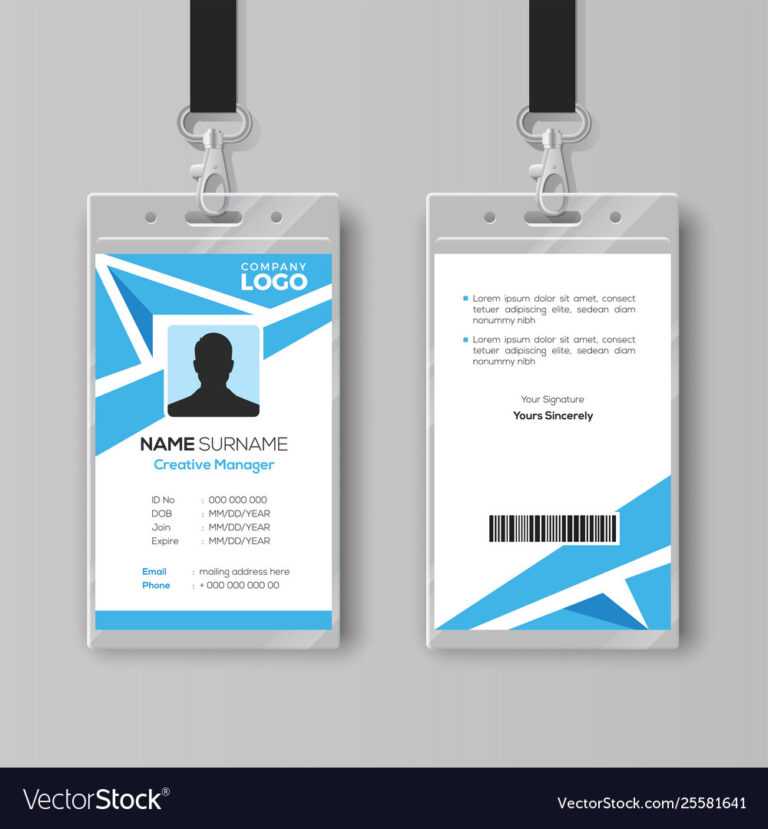 Abstract Blue Id Card Design Template In Id Card Template Ai ...