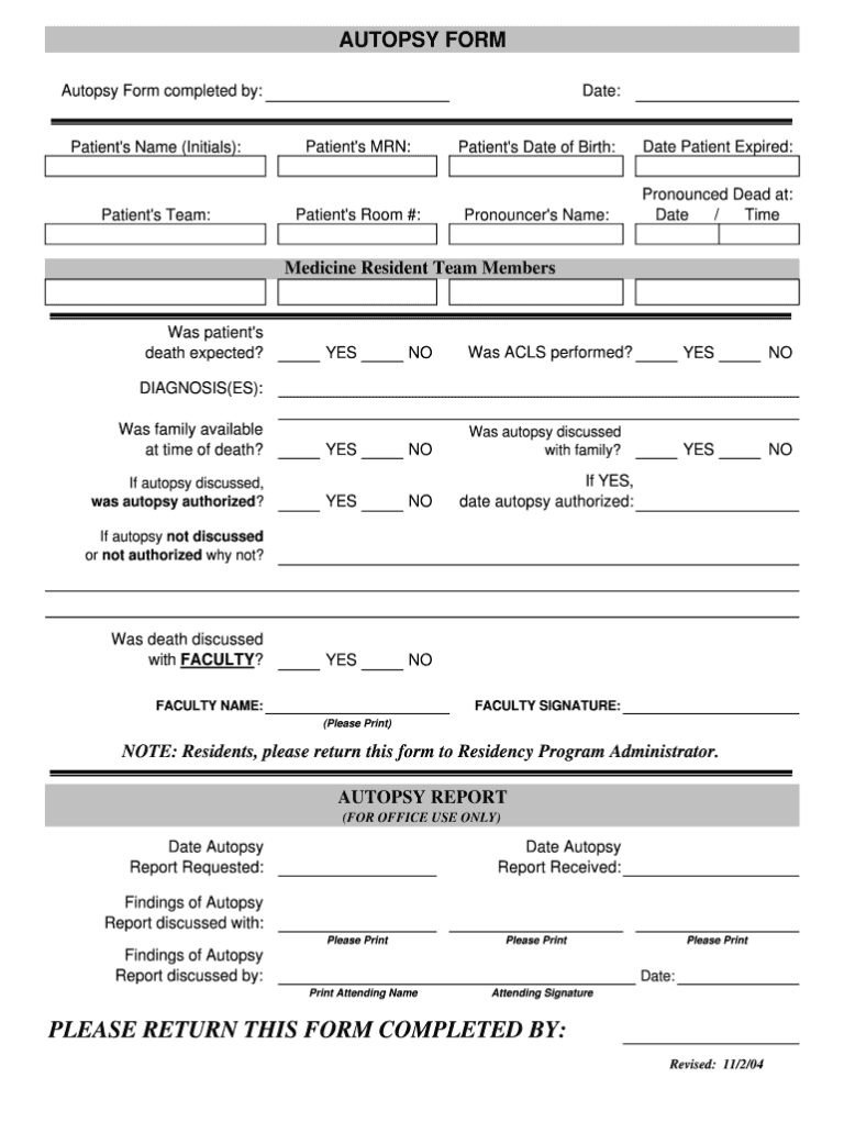 Autopsy Forms Fill Online Printable Fillable Blank With Regard To Blank Autopsy Report 1566