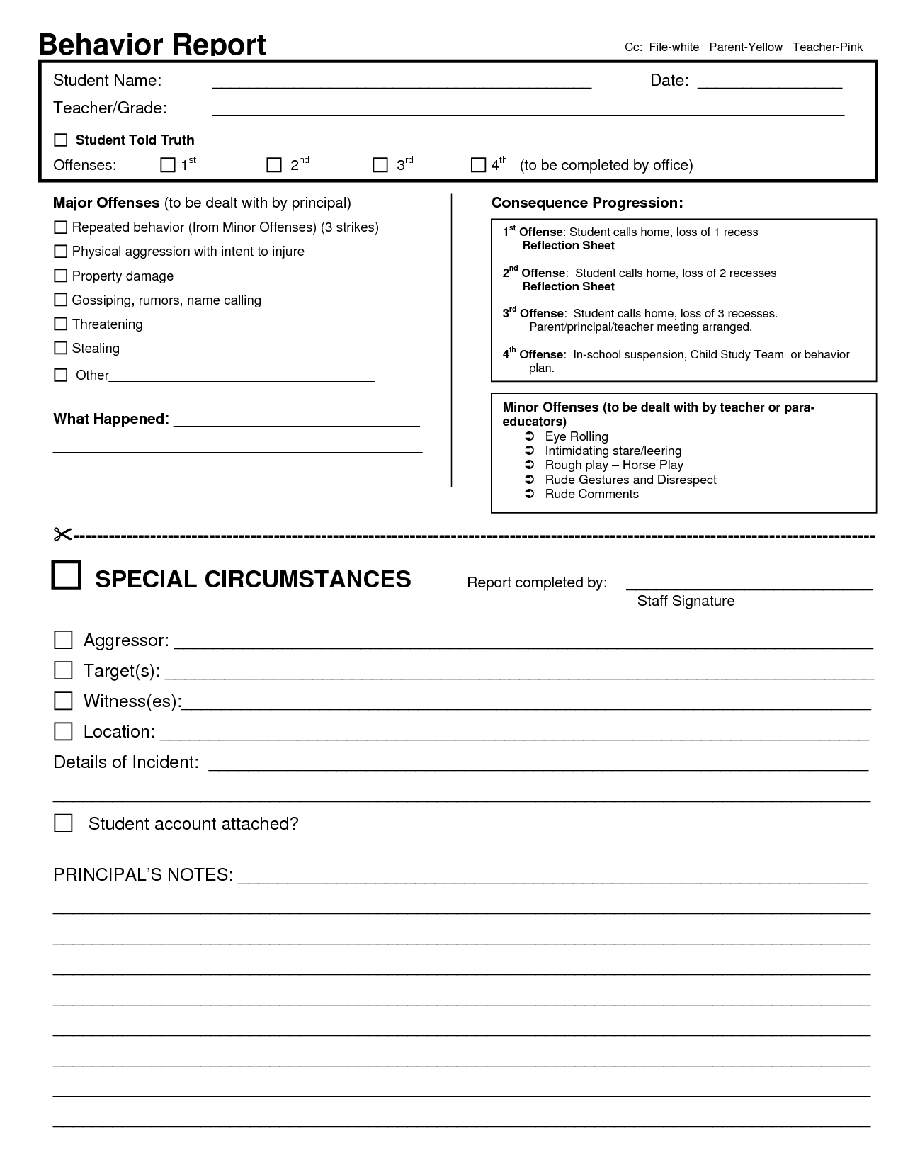 Behavior Report Template Behavior Report Cc File White Intended For 