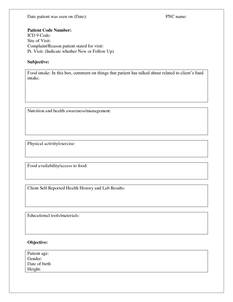 Best Photos Of Printable Soap Note Forms Massage Soap Note With Blank Soap Note Template 