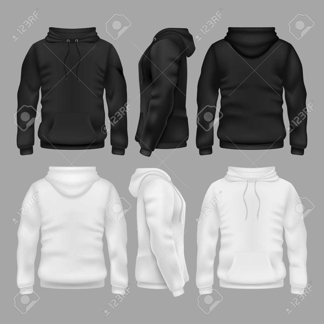 Black And White Blank Sweatshirt Hoodie Vector Templates With Blank 