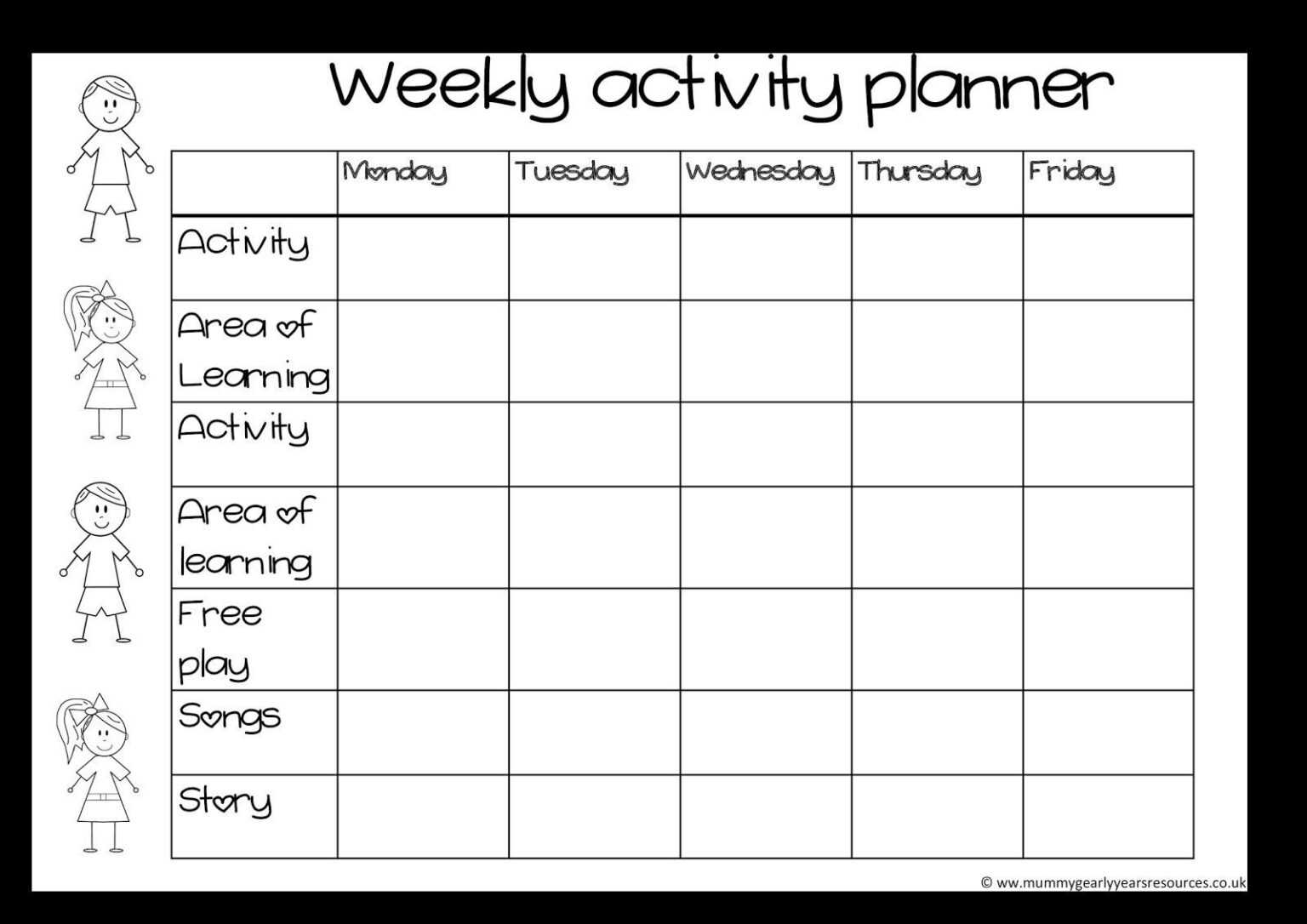 Blank Activity Calendar Template Professional Template