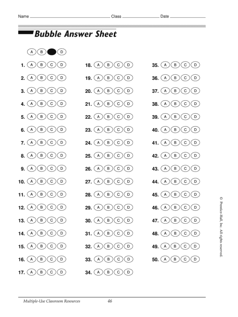 Blank Answer Sheet Template 1 100 Professional Template