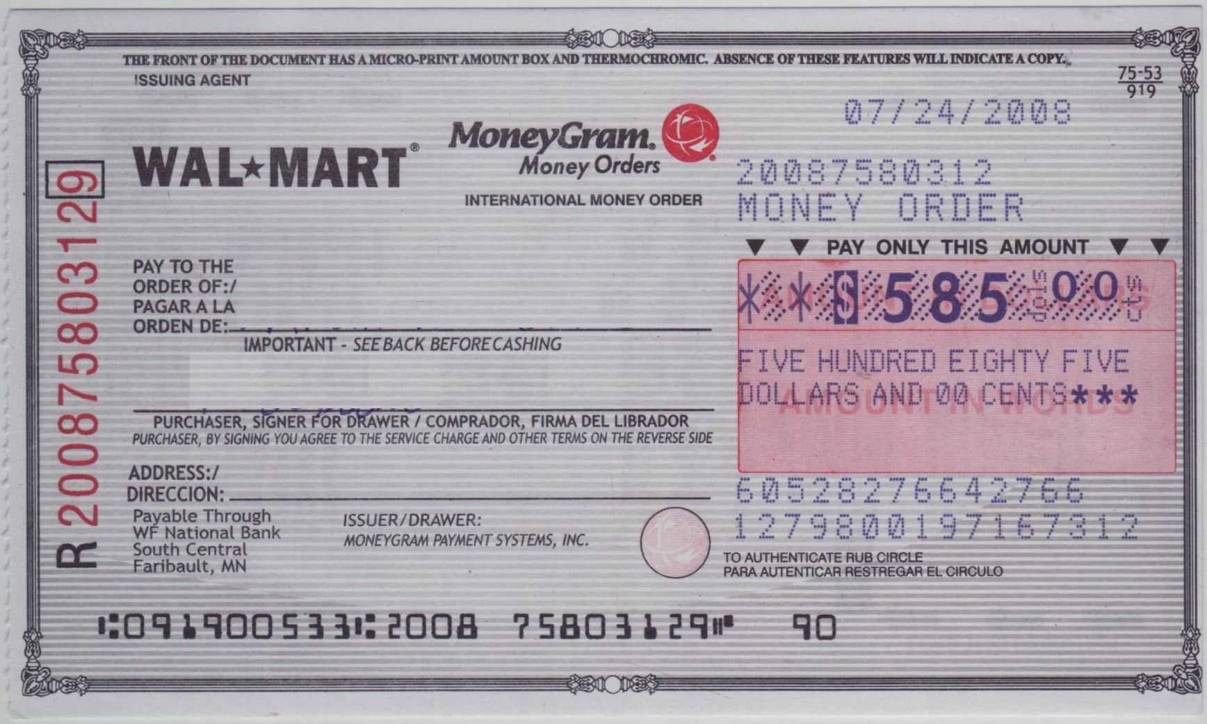 Blank Check Sample How To Fill Out A Moneygram Money Order Throughout Blank Money Order