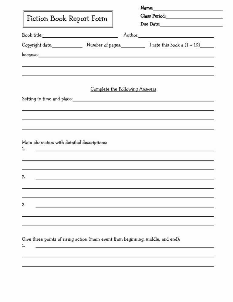 Book Report Templates For 4Th Grade Book Report Throughout High