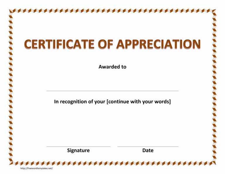 Certificate Of Appreciation In Certificate Appreciation in Template For ...