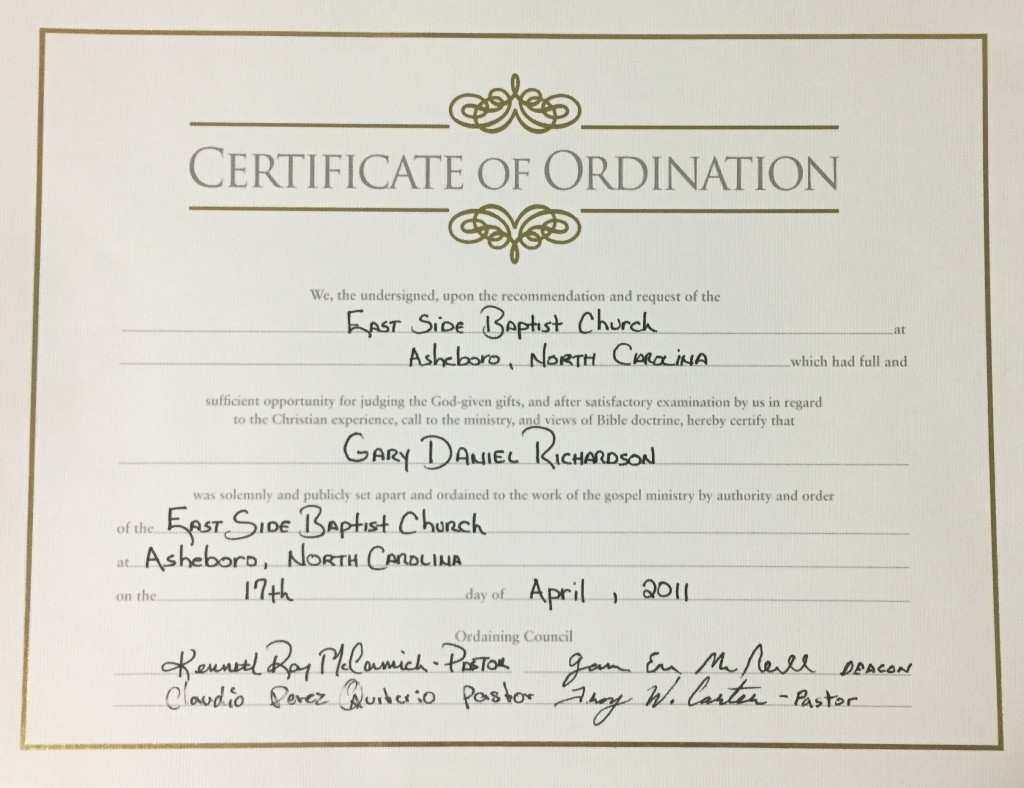 Ordination Certificate Templates