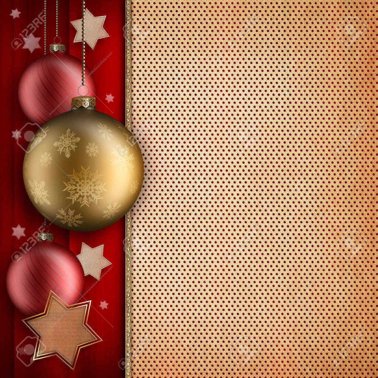 Christmas Card Template Baulbles Stars And Blank Space For Within 