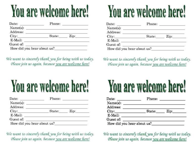 Church Visitor Card Template One Checklist That You Should Regarding