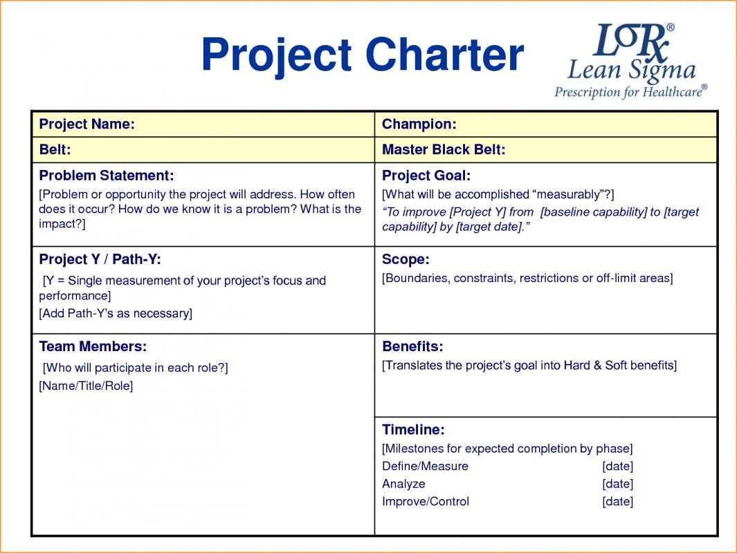Dmaic Project Charter Template Excel Lean Six Sigma Pmi Within Team