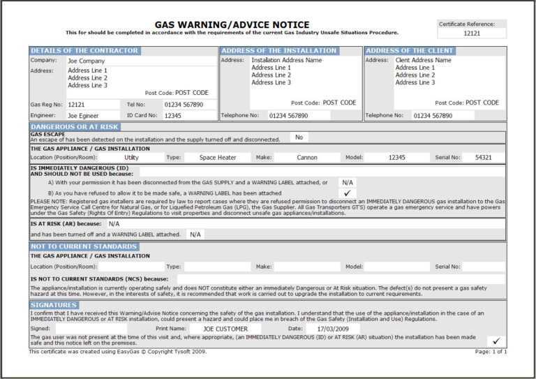 Minor Electrical Installation Works Certificate Template