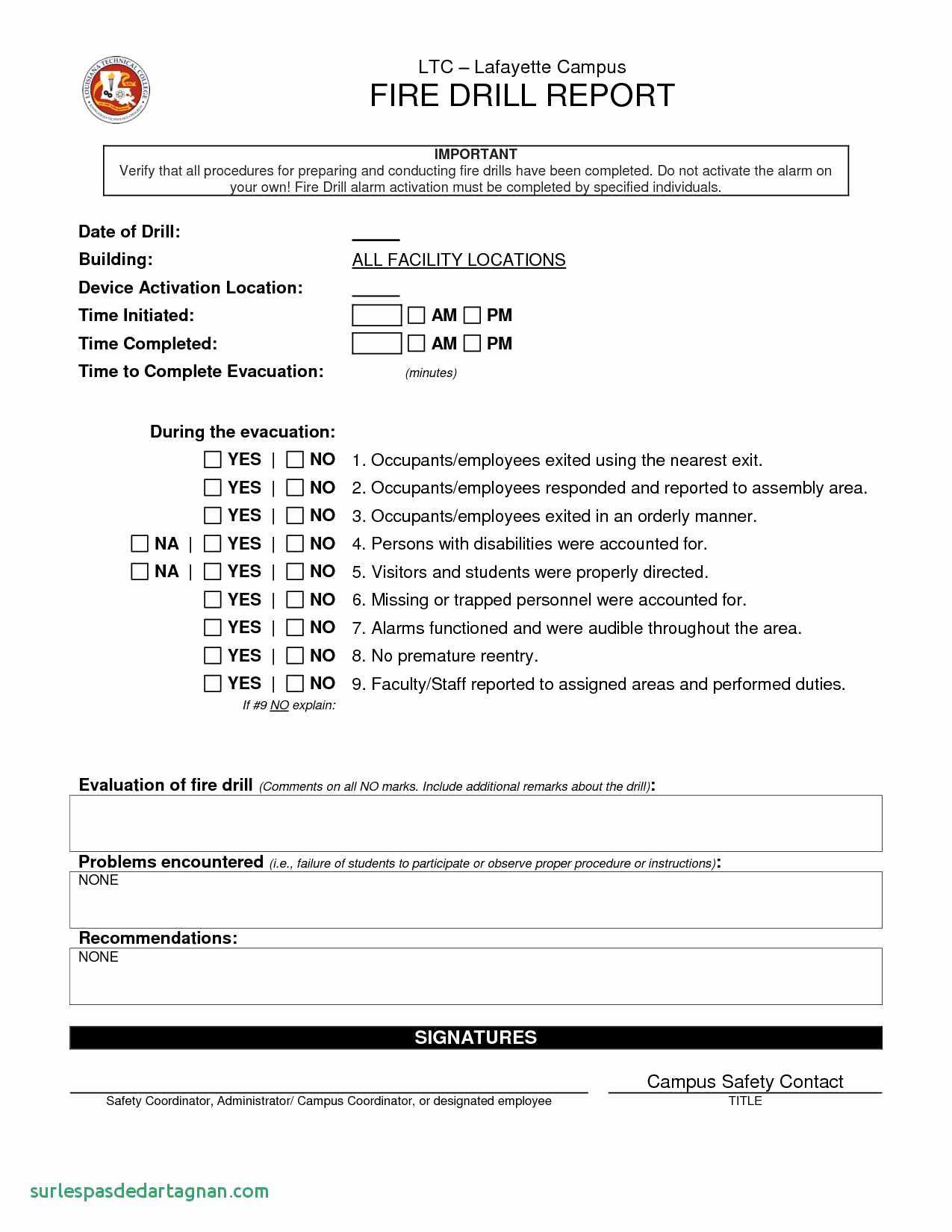 Emergency Mock Drill Report Format Glendale Community Within Fire 