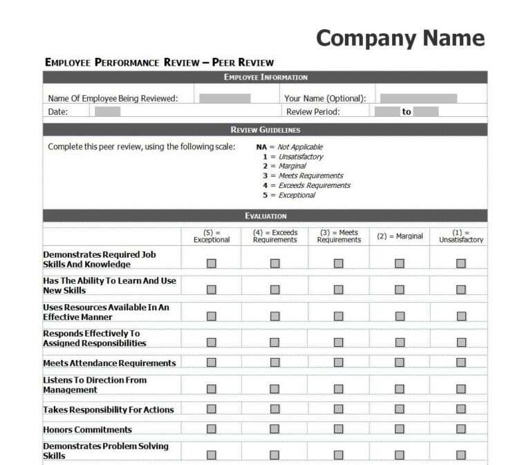 Employee Performance Review Forms Templates | Manager Inside Staff ...