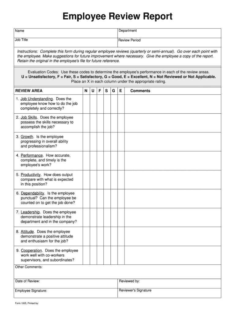 Employee Performance Review Template Excel Fill Online Within Blank