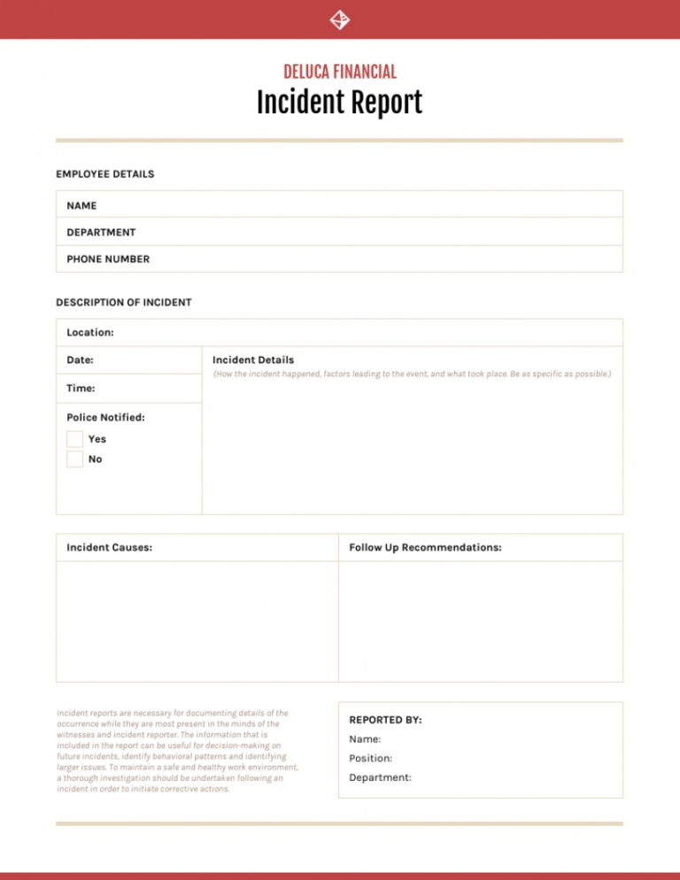 Fantastic Generic Incident Report Template Ideas Form Pdf With Regard ...