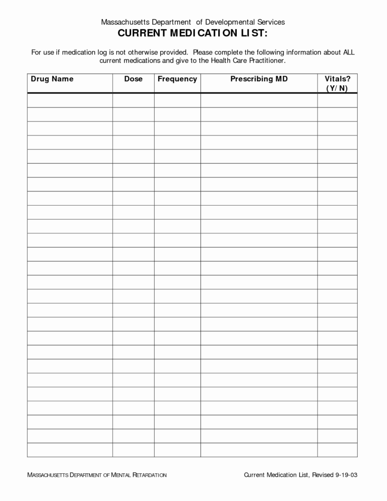 Form Free Medication Administration Record Template Excel With Blank