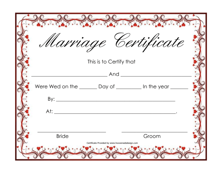 Free Blank Marriage Certificates | Printable Marriage Within Blank ...