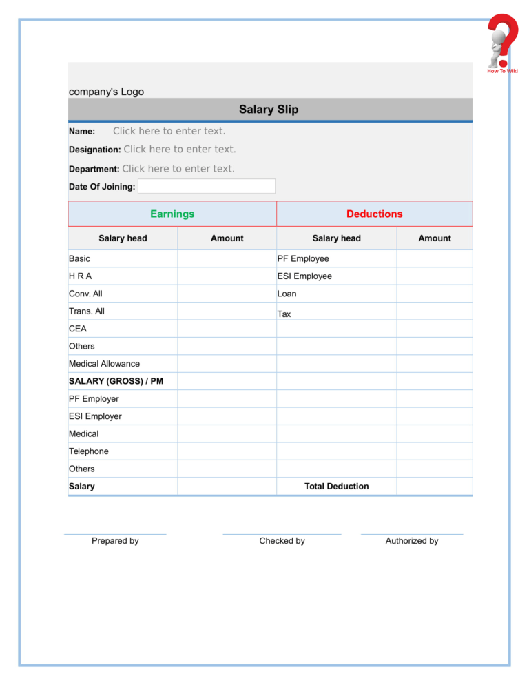 Blank Payslip Template