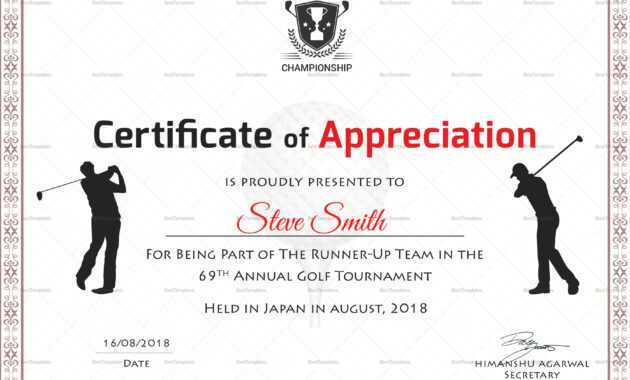 Golf Certificate Templates For Word