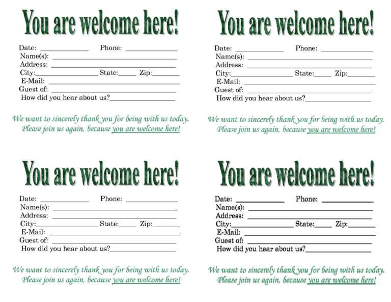 Guest Card Template Apartments – Bidary Within Church Visitor Card ...