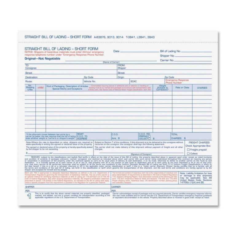 Hazardous Materials Bill Of Lading Template Guitafora Intended For