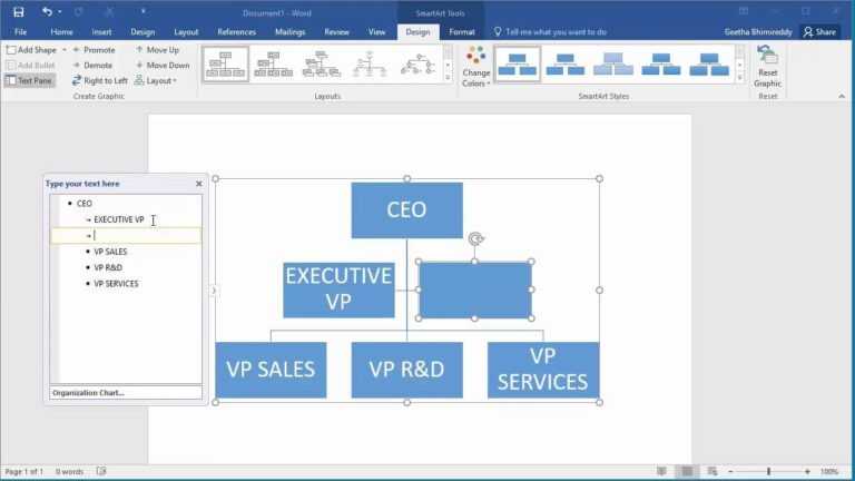 How To Create An Organization Chart In Word 2016 pertaining to ...