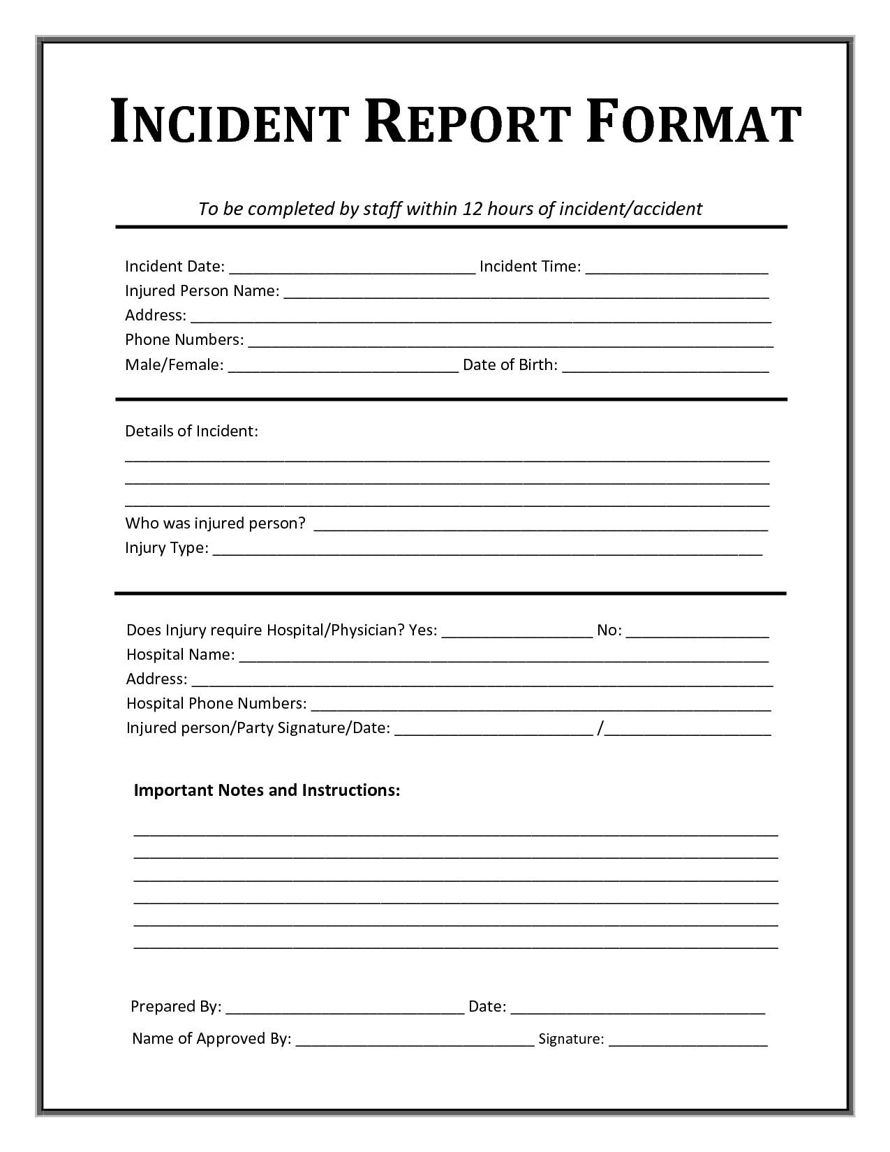 School Incident Report Template Xfanzexpo