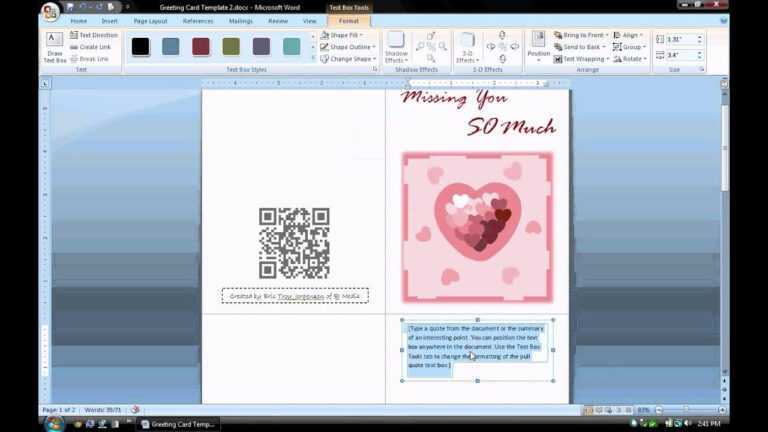 Ms Word Tutorial Part 1 – Greeting Card Template Inserting And