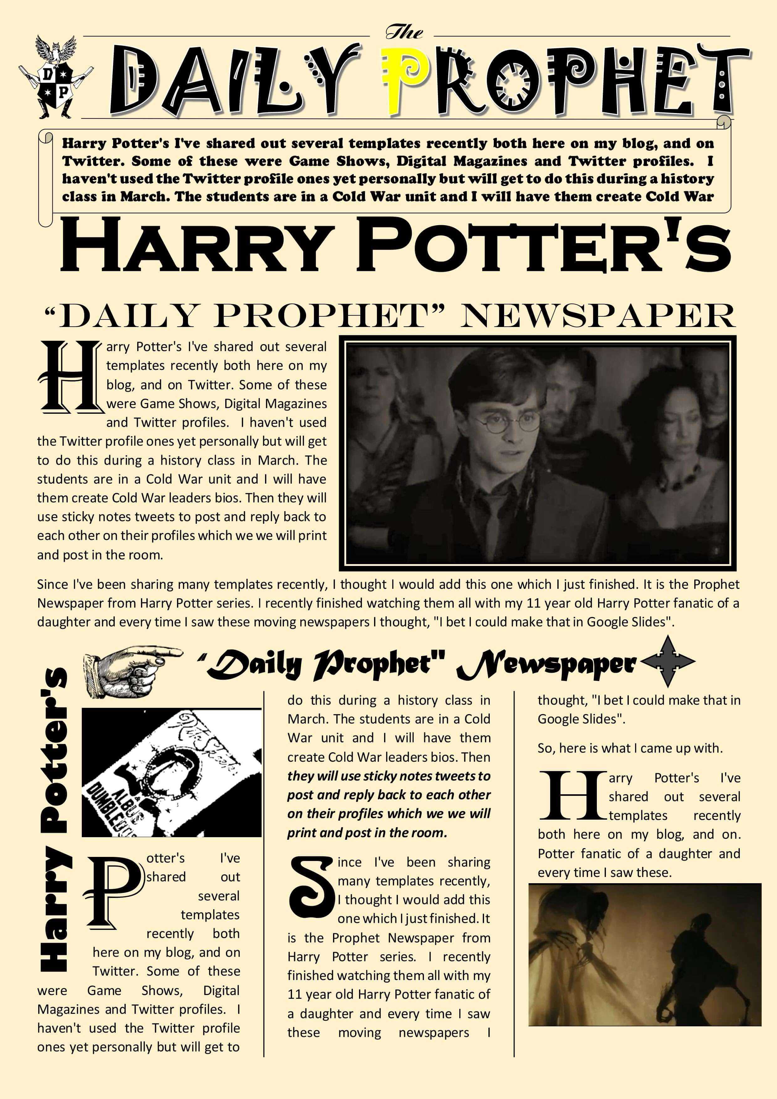 Newspaper Article Template Google Docs Harry Potter Daily Pertaining To 