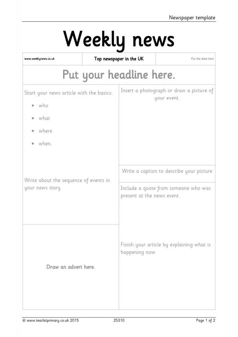 free newspaper template for the inside