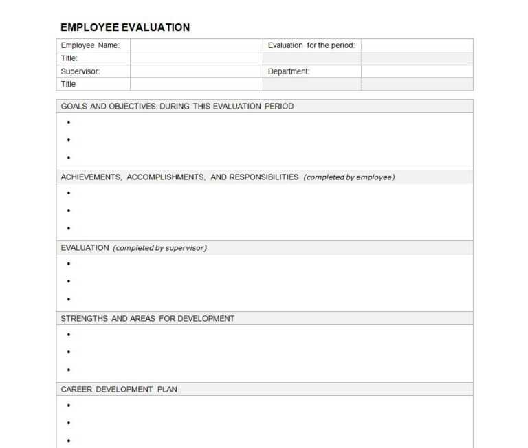 Blank Evaluation Form Template